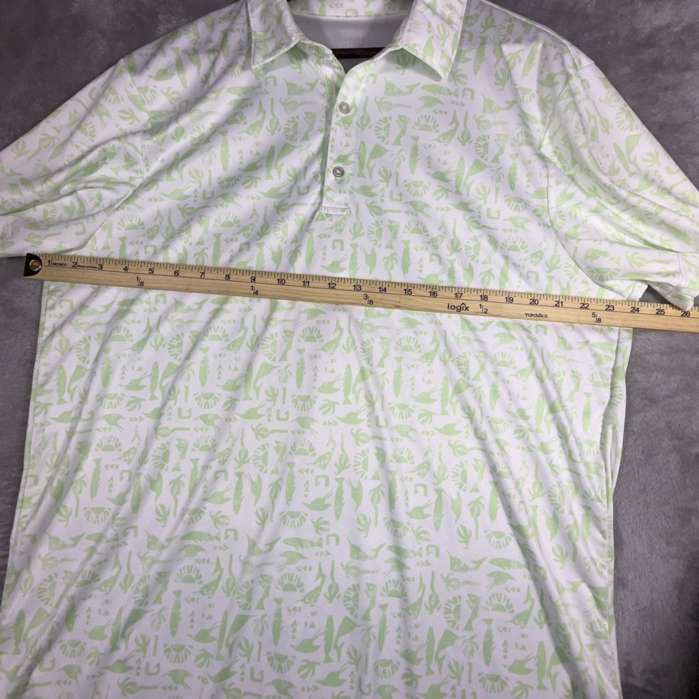 Huk Polo Pursuit Batiki Mens XL White Green Tropical Beach Performance UPF 50 - Picture 4 of 9